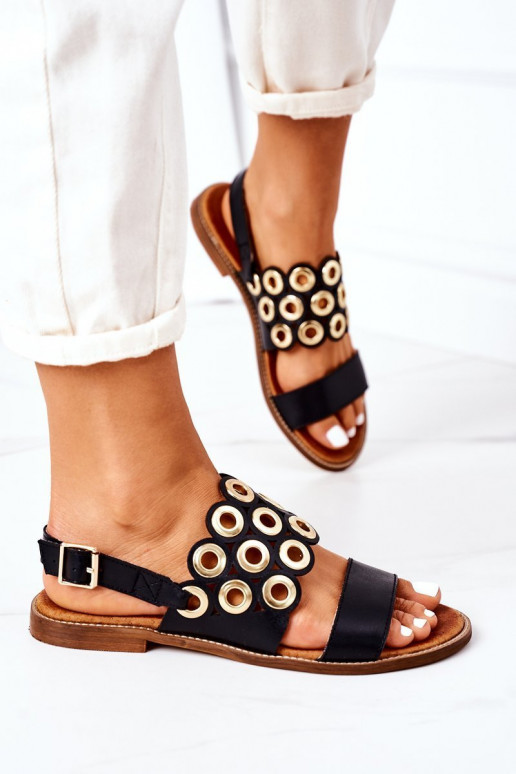 Sandalias caladas negras Zapatos para mujer