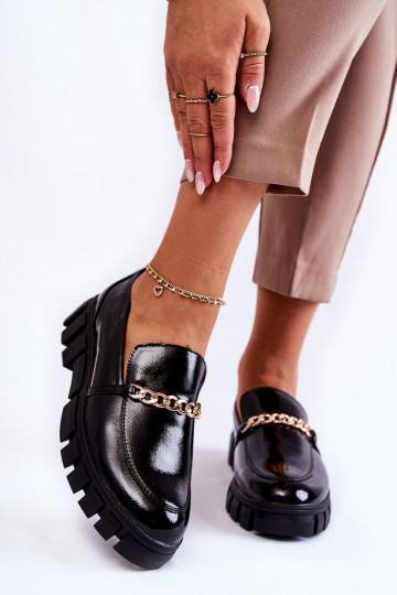 Botas de charol con cadenas en negro Anne 2