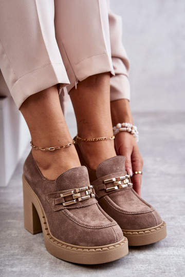Botas Jaime de ante beige con tacón grueso