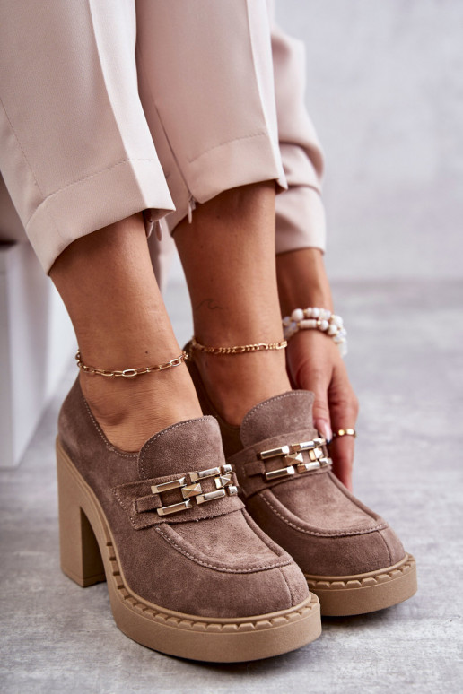 Botas Jaime de ante beige con tacón grueso