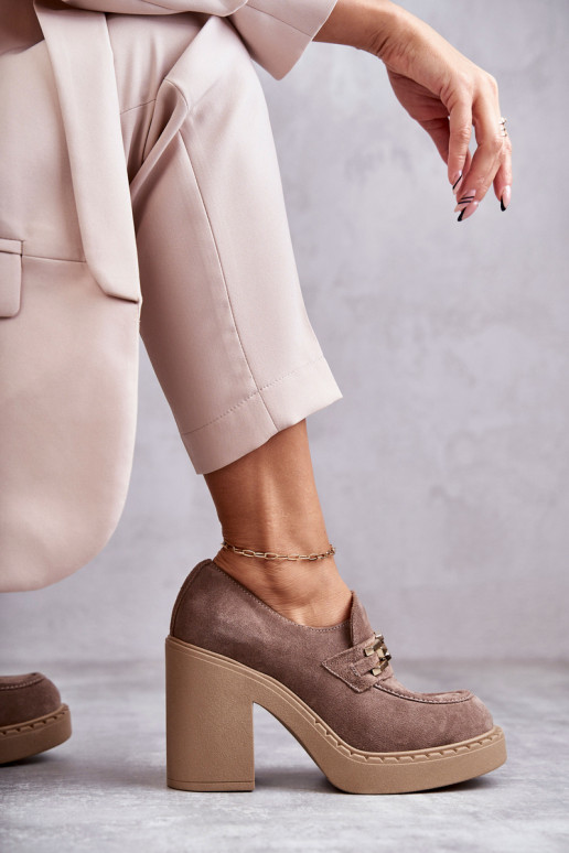 Botas Jaime de ante beige con tacón grueso