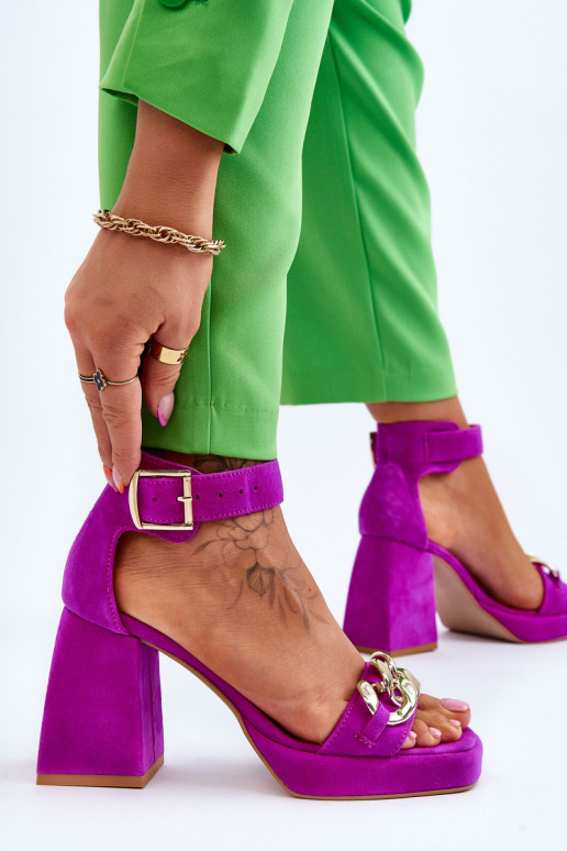 Sandalias elegantes de ante Zapatos con tacón ancho.