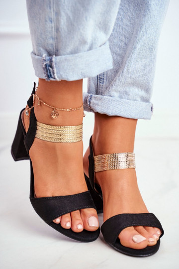 Sandalias de ante negro con...