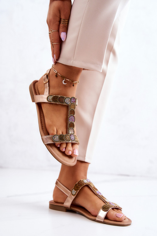 Sandalias de mujer color oro rosa Julies