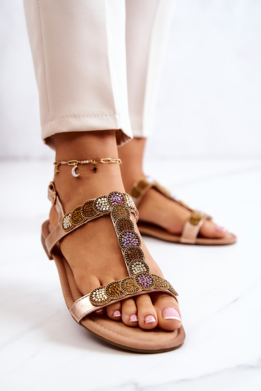 Sandalias de mujer color oro rosa Julies