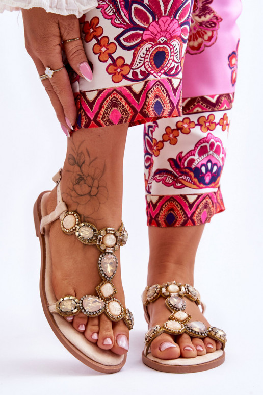 Sandalias con detalles de guijarros en color beige Dallas