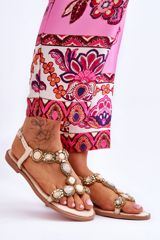 Sandalias con detalles de guijarros en color beige Dallas