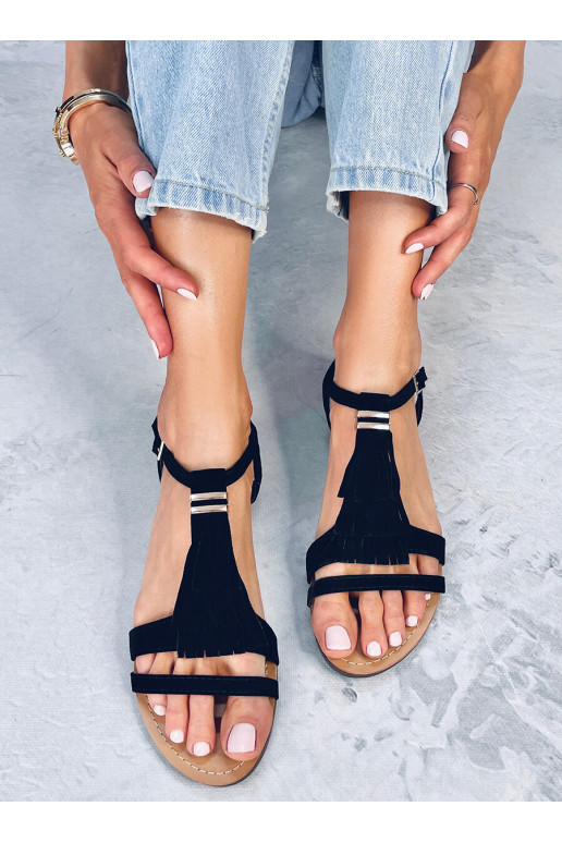 Sandalias con flecos CORBIN NEGRO