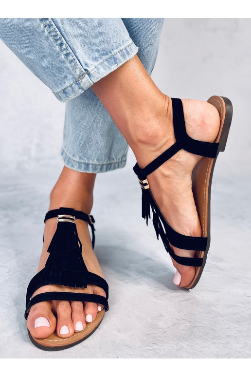 Sandalias con flecos CORBIN NEGRO