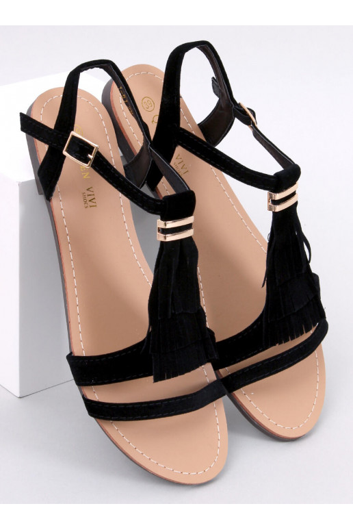 Sandalias con flecos CORBIN NEGRO