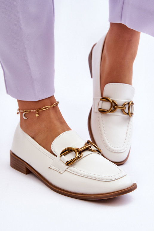 Mocasines de mujer modelo clásico en color blanco Lorien
