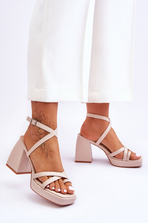 Sandalias tacón beige Secret Rose