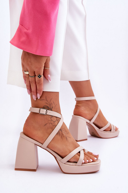 Sandalias tacón beige Secret Rose