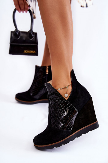 Botas de ante con plataforma en color negro Alda 2