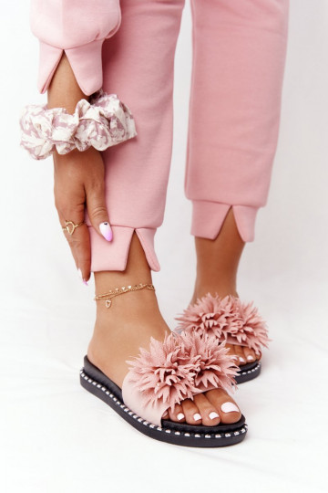 Pantuflas de goma rosa con...