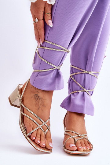 Zapatos de tacón con tiras en color dorado Secret Love
