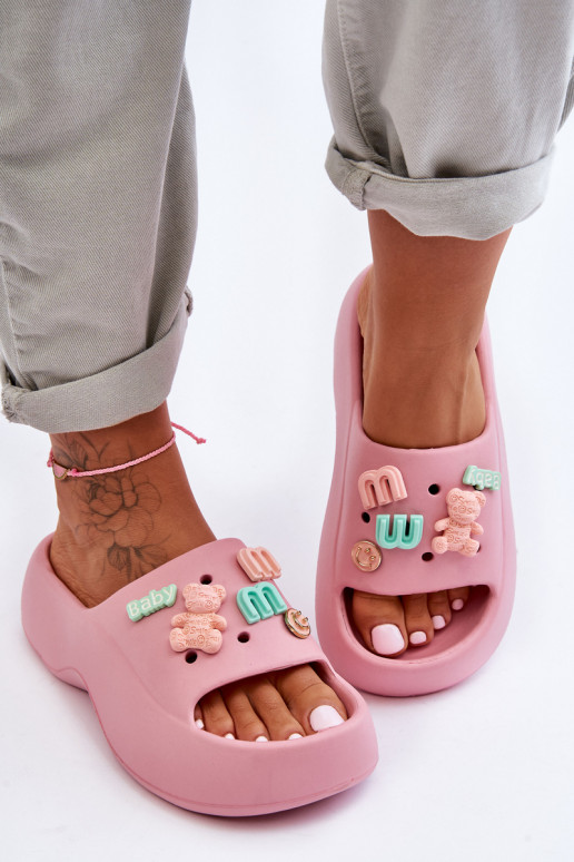 Pantuflas Lorie rosa claro con... Pantuflas Lorie rosa claro con...