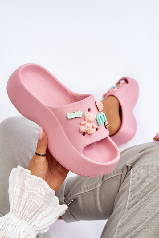 Pantuflas Lorie rosa claro con... Pantuflas Lorie rosa claro con...