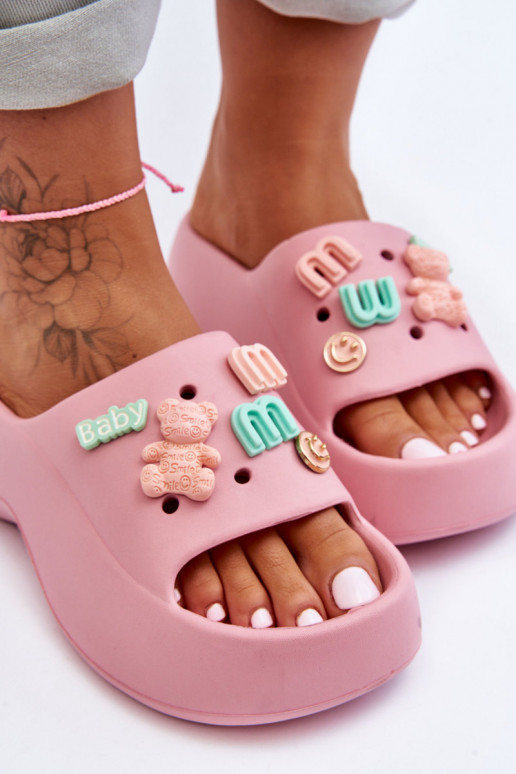 Pantuflas Lorie rosa claro con... Pantuflas Lorie rosa claro con...