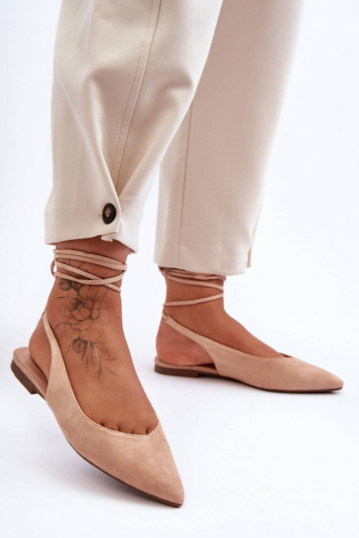 Bailarinas beis con cordones de ante de Lilly Ann