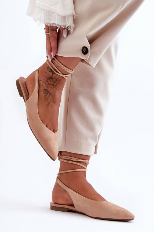 Bailarinas beis con cordones de ante de Lilly Ann