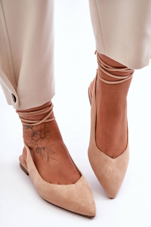 Bailarinas beis con cordones de ante de Lilly Ann