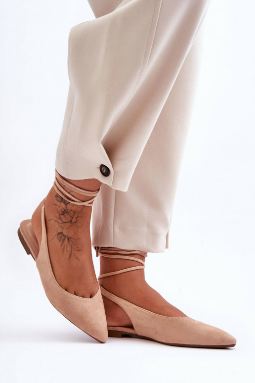 Bailarinas beis con cordones de ante de Lilly Ann