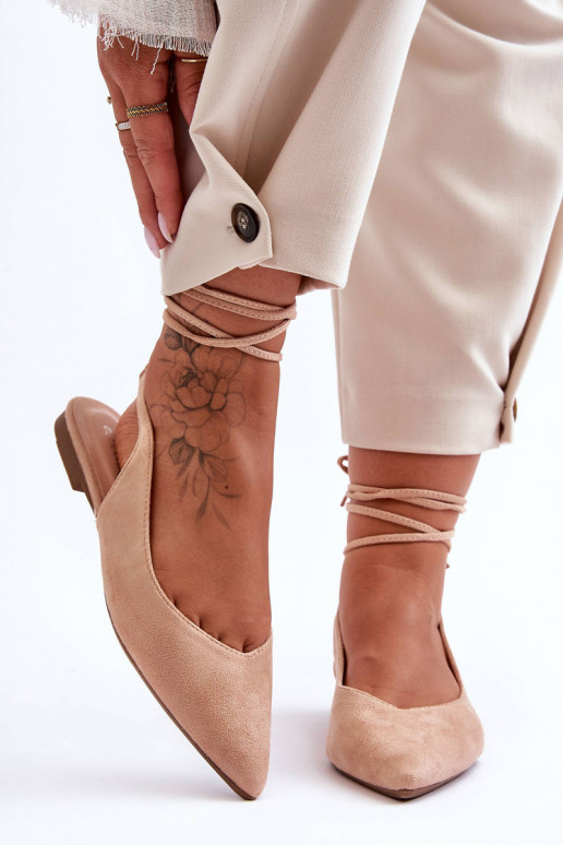 Bailarinas beis con cordones de ante de Lilly Ann