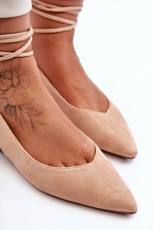 Bailarinas beis con cordones de ante de Lilly Ann