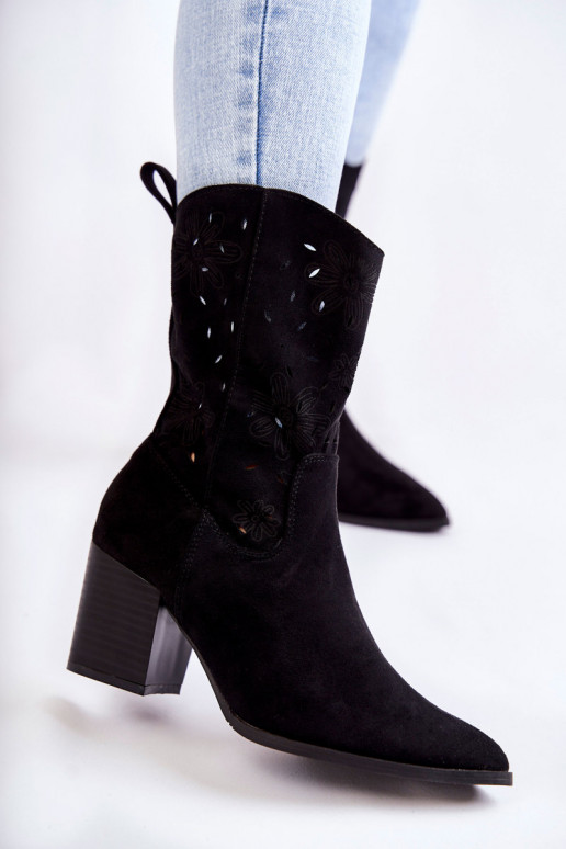 botas estilo cowboy de ante en color negro Ariane