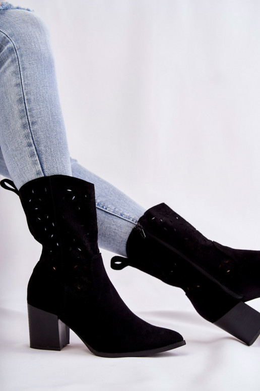 botas estilo cowboy de ante en color negro Ariane