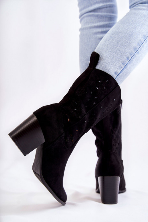 botas estilo cowboy de ante en color negro Ariane