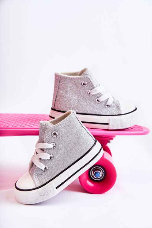 Deportivas Catrina de piel plateada Deportivas Catrina de piel plateada