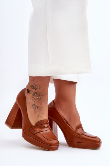 Zapatos elegantes con tacón ancho, color marrón Alisa 2
