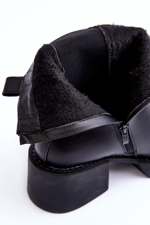botas elegantes con tacón ancho en negro Ironna