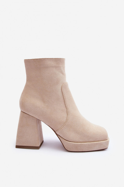 Botas de ante con tacón ancho Abnous color marfil