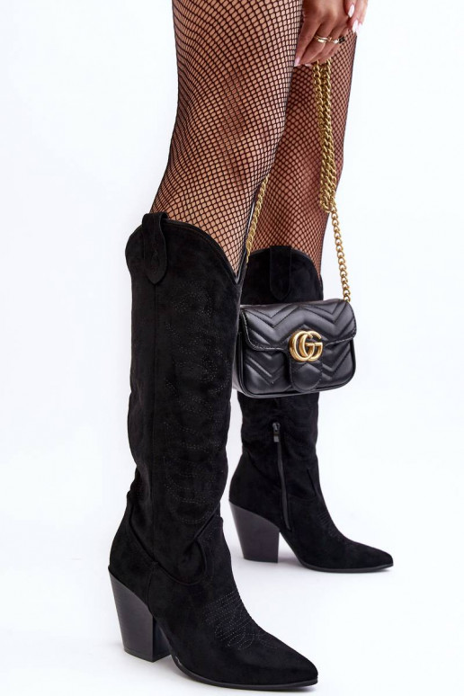 botas largas estilo cowboy con tacón... botas largas estilo cowboy con tacón...