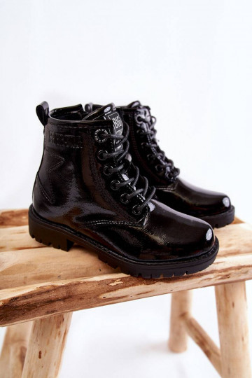 Botas infantiles calentitas efecto barniz Big Star color negro 2