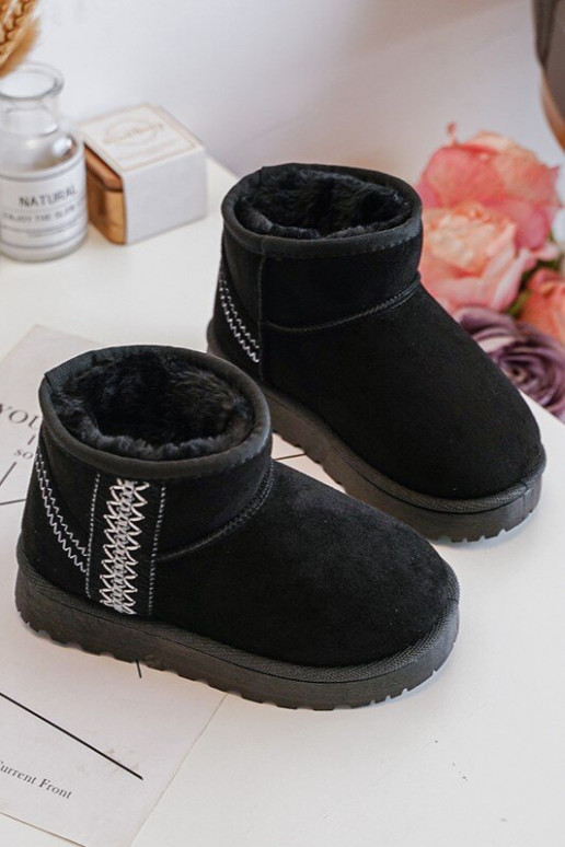 Botas de nieve infantiles abrigadas en color negro Leonora