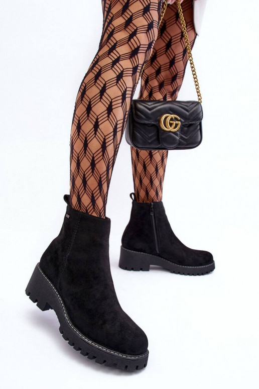 Botas de ante con tacón ancho se... Botas de ante con tacón ancho se...