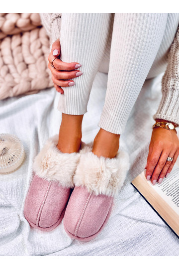 Pantuflas con pelo color rosa OTTEYS
