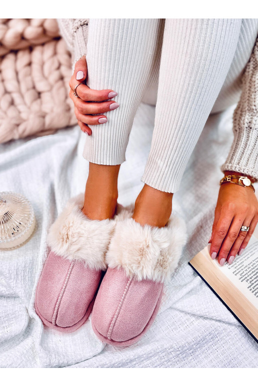 Pantuflas con pelo color rosa OTTEYS Pantuflas con pelo color rosa OTTEYS