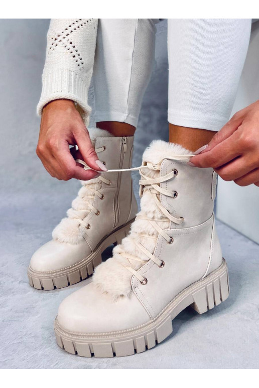 Botas con cordones y pelo MELVIN BEIGE