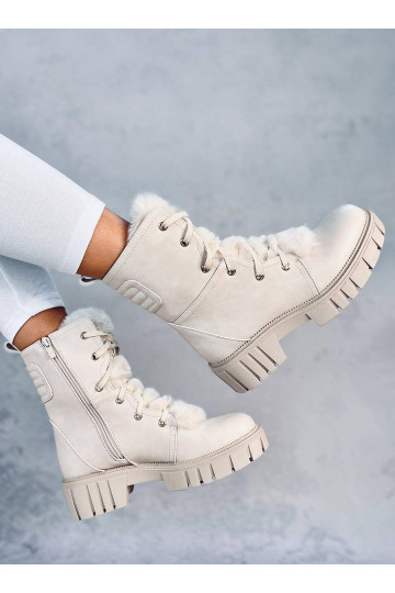 Botas con cordones y pelo MELVIN BEIGE 2