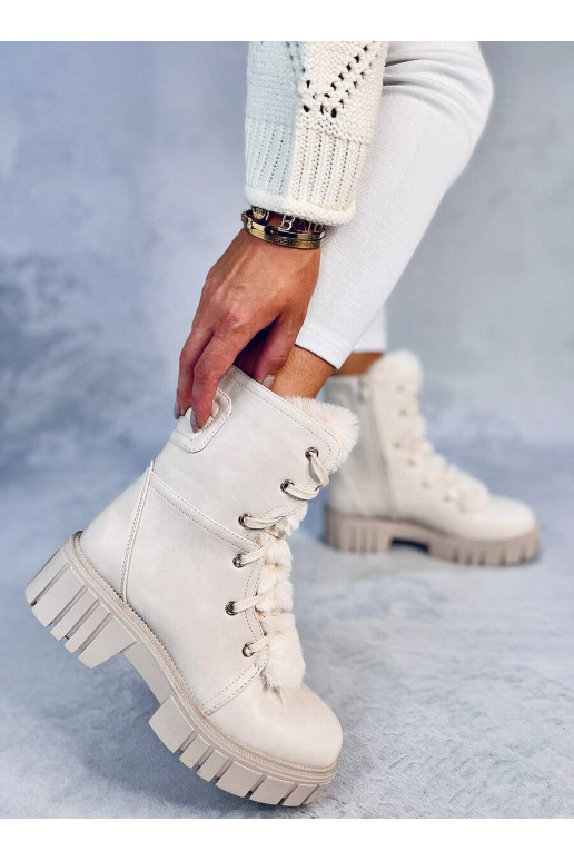 Botas con cordones y pelo MELVIN BEIGE