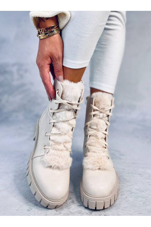 Botas con cordones y pelo MELVIN BEIGE