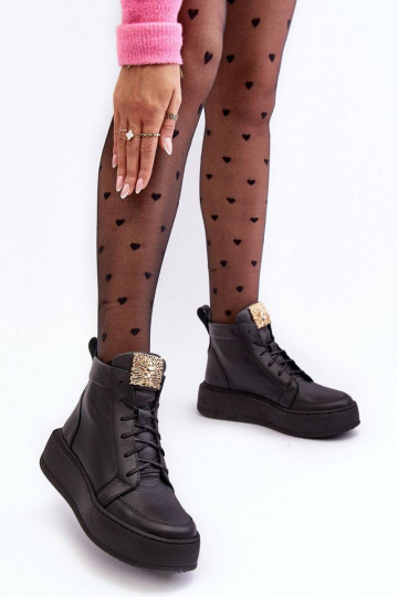 Botines con cordones en color negro Nicole