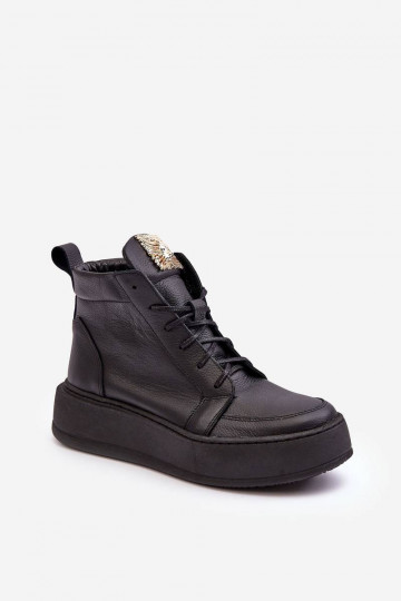 Botines con cordones en color negro Nicole 2