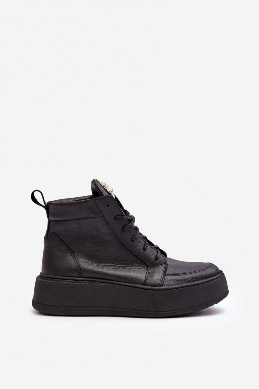 Botines con cordones en color negro Nicole