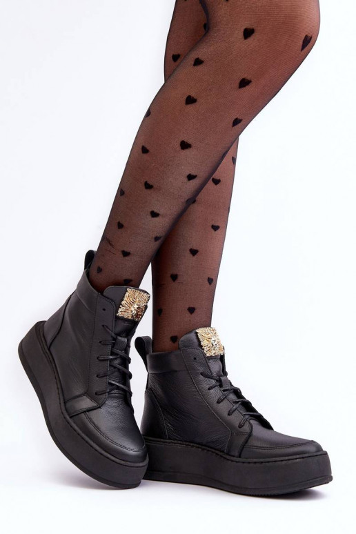 Botines con cordones en color negro Nicole